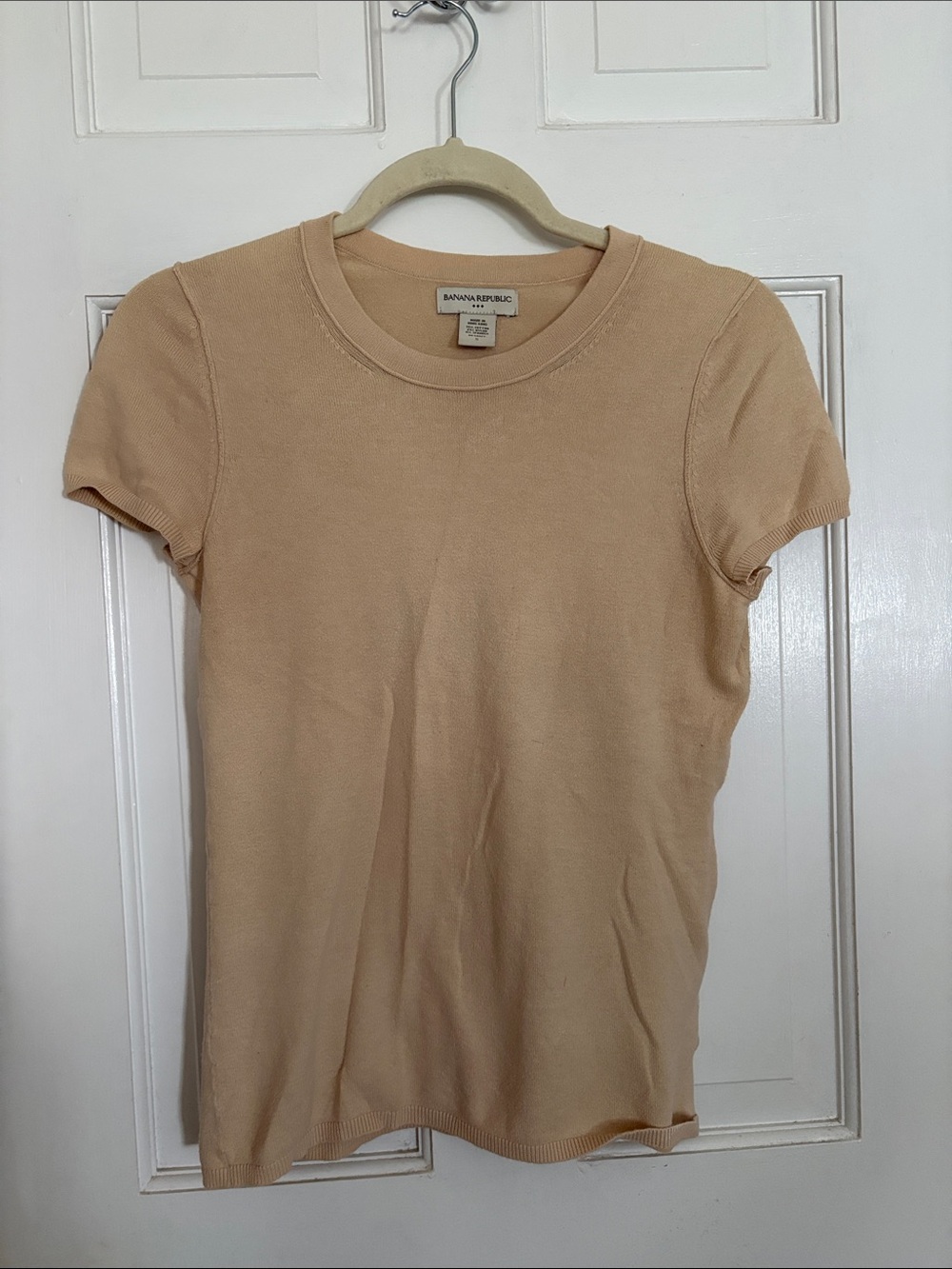 Vintage Banana Republic Short Sleeve Crewneck Top in Beige